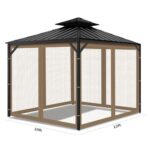 OIPUNSHLE Gazebo Universal Replacement Mosquito Netting, 10'x12' Gazebo Netting Outdoor, 4-Panel Screen Walls for Outdoor Patio with Zipper (Mosquito Net Only) (Brown) - Image 2