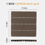 VINGLI Interlocking Deck Tiles, Anti-Slip Plastic Tiles for All Weather, Outdoor/Indoor Flooring for Patio, Porch, Poolside, 27 Pcs 11.4” x 11.4” (Light Coffee) - Image 6