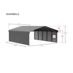 Arrow 2-Sided 20x24x9 Galvanized Steel Carport Kit - Eggshell (CPH202409ECL2) - Image 5