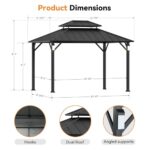 Modern Shade The Horizon Hardtop Gazebo 10' x 12' with 4 LED Lights, Permanent Outdoor Gazebo with Galvanized Steel Double Roof, Grill Pavilion with Decor Hooks, Mosquito Nettings, Black - Image 2