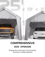 DEXSO 25'x13'x11' Windproof Carport Heavy Duty, 20 GA. Reinforced Poles & 14 mil PE Canopy, Extra Large Anti-High Wind Portable Garage for Full-Sized Pickup Truck and Bass Boat, Grey - Image 5
