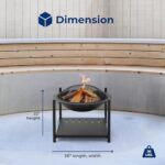 SereneLife 26" Outdoor Wood Fire Pit with BBQ Grill, Mesh Screen, and Wood Storage – Heavy-Duty Steel Frame, Heat-Resistant – Ideal for Bonfires, Camping, and Outdoor Cooking - Image 2