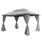 LAUSAINT HOME Outdoor Patio Gazebo with Expansion Bolts, Double Roof Soft top Gazebos Shelter Party Tent with Mosquito Nettings and Privacy Screens for Backyard, Deck, Garden, Lawn (10x13, Grey) - Image 8
