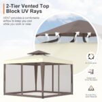 Patio Gazebo Tent Outdoor Canopy Shelter 10'x10' with Removable Netting,100 Square Feet of Shade for Garden, Backyard Deck and Lawns (Beige) - Image 2