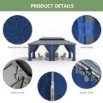 12' x 20' Hardtop Gazebo,Outdoor Galvanized Steel Metal Double Roof Gazebo with Curtains and Netting for Patios, Gardens, Lawns,Navy Blue - Image 2