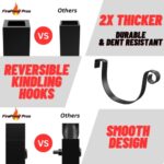 FireProof Pros Firewood Rack Outdoor and Indoor Firewood Storage with Kindling Wood Hooks. 24.5 in curved Double Coated Fire Wood Rack. Waterproof Rustproof Stable Log Holder and Fireplace Organizer - Image 4