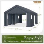 Sophia & William Carport Storage Shed 13x24 ft Portable, Heavy Duty Car Port Canopy Garage Shelter with Sidewalls and Roll Up Doors for Automobile Boat Motorcycle Bike, Gray - Image 7