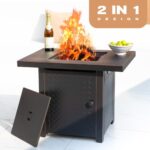 Verdeluxe 32'' Propane Fire Pit,50000 BTU Gas Firepit Table with 2 Drink Holders, Lid & Lava Rock,Outdoor Fire Pit Table for Dining or Party,Propane Firepits for Outside,Patio,Yard - Image 3