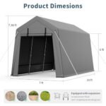GAOMON 7'x10' Outdoor Portable Garage, Waterproof & UV-Resistant Storage Shed with 2 Roll-Up Doors, Carport Tent for Motorcycle, Bike, and Tools, Gray - Image 2
