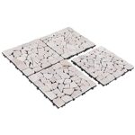 PURE ERA Natural Real Stone Interlocking Floor Deck Tiles Indoor Outdoor Use 12"x12" (4Pcs, 4 sq. Ft, Sliced Tan)- Great Upgrade to Patio Backyard Pathway