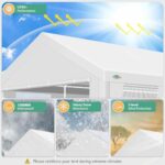COBIZI Car Ports 12x20 Heavy Duty Portable Garage, Upgraded Canopy with Removable Sidewalls, Ventilated Windows & Built-in Sandbags, Waterproof All-Season Tarp, for Truck, Boat, White - Image 2
