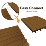 MCombo 10 Pieces Patio Wood Deck Tiles 12 x 12 inches, Interlocking Flooring Oiled Finish for Outdoor, Balcony and Backyard (Light Brown) - Image 3