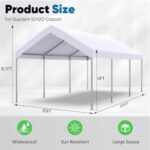 Quictent 10x20 ft Heavy Duty Carport Galvanized Car Tent Outdoor Canopy Boat Shelter with Reinforced Structure - White - Image 6