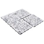 PURE ERA Natural Real Stone Interlocking Floor Deck Tiles Indoor Outdoor Use 12"x12" (4Pcs, 4 sq. Ft, Sliced Grey and White)- Great Upgrade to Patio Backyard Pathway