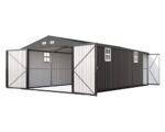 AMERLIFE 13.2x21x8 FT Outdoor Metal Garage Shed, Extra Large Storage Shed with Double Hinged Doors, 4 Windows, Carport for Car, Truck, Motorcycle and Lawn Equipment, Dark Grey - Image 8