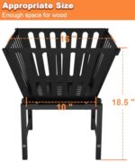 Mondazie Outdoor Fire Pit — 17 Inch Portable with Storage Bag for Camping, Patio Heating, Picnic and BBQ, Trapezoid Vertical Hollow, Black - Image 6