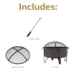Sunnydaze 29-Inch Wood-Burning Outdoor Fire Pit - Bronze Cauldron Wood Fire Pit for Outside - Includes Poker and Spark Screen - Image 3