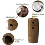 COSIEST Outdoor Propane Fire Pit Table w Compact Ledgestone 11-inch Round Graphite Base, Certified, 15,000 BTU, Free Lava Rocks, Touch-up Pen, Rain Cover for Patio Garden(Brown) - Image 5