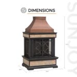 Sunjoy Outdoor Fireplace, Smith Collection Patio Wood Burning Steel Fireplace with Chimney, Spark Screen, Fire Poker, and Removable Grate, Copper with Yellow Tile - Image 9