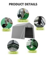 GarveeLife 6 x 8 ft Carport Storage Shed, Portable Garage with Roll-up Zipper Door, Heavy Duty Waterproof Tarp, Storage for Motorcycle, Bike, Firewood, Garden Tools - Image 7