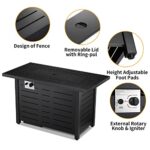 Xbeauty Fire Pit Propane Gas FirePit Table 43" Outdoor Fire Pit Rectangular Tabletop with Lid, Rain Cover, for Outside Garden Backyard Deck Patio - Image 8