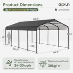 Aoxun 13x21 FT Metal Carport, Heavy Duty Carport Canopy with Galvanized Steel Roof & Frame,Metal Garage Building Car Ports Shed for Car, Boat, Pickup and Tractors - Image 5