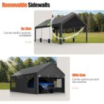 JAMFLY Carport, 12x20 ft Heavy Duty Carport with Roll-up Windows, Portable Garage with Removable Sidewalls & Doors, Car Canopy with Sandbags and All-Season Tarp for Car Boat Truck Motorcycle, Grey - Image 3