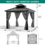 10x10 ft Hardtop Gazebo, Aluminum Double Roof Gazebos with Netting and Curtains, Outdoor Permanent Gazebo for Garden, Patio, Backyard, Deck, Lawns (Gray, 10x10 FT) - Image 5