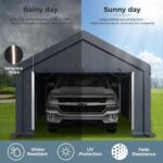 GREEN PARTY Carport, 13'x24' Extra Large Heavy Duty Carport with Roll-up Windows, Waterproof & 12 Legs Car Canopy Portable Garage Shelter with Removable Sidewalls & Doors for Car, Truck, SUV, Boat - Image 4