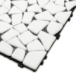 SUNWINGS 4PCS Natural Stone Interlocking Deck Tiles 12"x12" Pebble Waterproof Patio Deck, Outdoor Indoor Floor Decking Tiles for Porch Poolside Balcony Backyard, White - Image 8