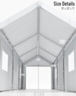 Hipicute 10' x 20'x 10' Portable Garage, Heavy Duty Carport with 180G Side Walls, Front and Rear Doors, Car Shelter for Trucks, Boats, and SUVs - White - Image 4