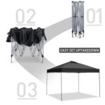 GDY 12x12 Pop Up Canopy Tent with 4 Sidewalls, Easy Set up with One Push Lift Outdoor Silver Coated Beach Gazebos, Carpas for Pool, Events, Parties, and Camping, Black. - Image 7