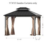 Covered Outdoor Gazebo Curtain Replacement Universal 4-Panel Sidewalls 11' x 13', Outdoor Gazebo Privacy Curtains with Zipper, Replacement for Outdoor, Patio Canopy, Garden and Backyard (Curtain Only) - Image 8