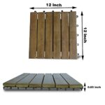 MCombo 10 Pieces Patio Wood Deck Tiles 12 x 12 inches, Interlocking Flooring Oiled Finish for Outdoor, Balcony and Backyard (Light Brown) - Image 7