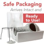 Wiosi Medium Chiminea Outdoor Fireplace Grey Clay Chimineas with Chimney Rain Lids and Solid Metal Stands - Grey Terracotta Chimenea - Rustic Fire Pit Chimnea 16 x 16 x 32-inch - Image 4