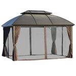 YMGSCC 10x12 Hardtop Gazebo with Aluminum Frame, Metal Roof Gazebo Canopy with Curtains and Netting for Gardens, Patios - Image 4