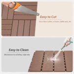 Candockway Plastic Interlocking Deck Tiles, 36 Pack Outdoor Flooring Waterproof Pavers for Patio Garden Porch Yard, All Weather Use, Coffee - Image 5