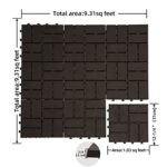 Domi Plastic Interlocking Deck Tiles, 27 Pieces One Pack, 12"x12" Waterproof Outdoor Flooring All Weather Use Decking Tiles for Shed Floor Porch Poolside Garden Backyard, Dark Brown - Image 2