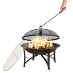 Fire Beauty Fire Pit for Outside Wood Burning,BBQ Grill Steel Fire Bowl with Cooking Grate,Spark Screen Cover,Log Grate,Poker for Camping Beach Bonfire Picnic Backyard Garden - Image 2