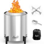 BALI OUTDOORS 6.5 inch Tabletop Fire Pit Round, Stainless Steel Table Top Firepit Small, Outdoor Smokeless Firepit Portable