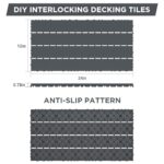 Plastic Interlocking Deck Tiles Waterproof 12x24'' Exstra Long Patio Flooring 24 PCS Outdoor Deck Tiles for All Weather Use - Balcony, Backyard, Indoor & Outdoor (Grey) - Image 2