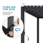 MIRADOR 111S LED Louvered Pergola Gazebo, 10Ft x 13Ft, Integrated LED Strip Lights, Full Aluminum Frame, Adjustable Roof, Outdoor, Durable, Charcoal - Image 3