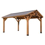 Backyard Discovery Norwood 16 ft. x 12 ft. Cedar Wood Gazebo,Thermal Insulated Steel Roof, Durable, Supports Snow Loads and Wind Speed, Rot Resistant, Backyard, Deck, Garden, Patio Light Brown