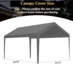 Carport Replacement Canopy, Replacement Top Cover for 10' x 20' Carport Frame, 180G PE Fabric Waterproof & UV Protected Tarp with Ball Bungees, Grey (Only Top Cover, Frame is not Included) - Image 6