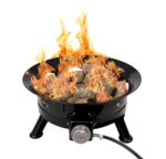 Flame King Smokeless Propane Fire Pit, 24-inch Portable Firebowl, 58K BTU with Self Igniter, Cover, & Carry Straps for RV, Camping, & Outdoor Living