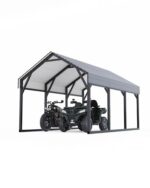12 x 13 FT Metal Carport, Heavy Duty Carports Reinforced Frame and Steel Roof, All-Weather Shelter Canopy for Pickups, Boats, Cars, and Tractors