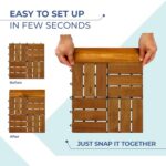 4Pcs Loop Ends Side Trim, 12 Inch Length Interlocking Deck Tile Edge Trim, Outdoor Patio Flooring, Wooden Balcony Floor, Sturdy and Enduring Acacia Wood, Natural - Image 4