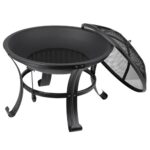 22 Inches Portable Fire Pit Outdoor Wood Burning Steel Lightweight BBQ Grill Firepit Bowl with Log Grate&Poker for Outside Patio Campfire Bonfire Backyard - Image 9