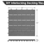 PrimeZone 216 PCS Plastic Interlocking Patio Deck Tiles - 12" x 12" Anti-Slip Waterproof Indoor Outdoor Flooring, Patio Floor Decking for Balcony, Backyard, Garden & Poolside, All Weather Use, Grey - Image 2