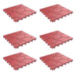 Pure Garden 6-Pack Polypropylene Interlocking Patio Deck Tiles - Weather-Resistant Outdoor Flooring for Balcony, Porch, and Garage (Bridk Red)